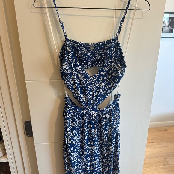 Aerie Blue Floral Jumpsuit with Cutouts - Picture 4 of 6